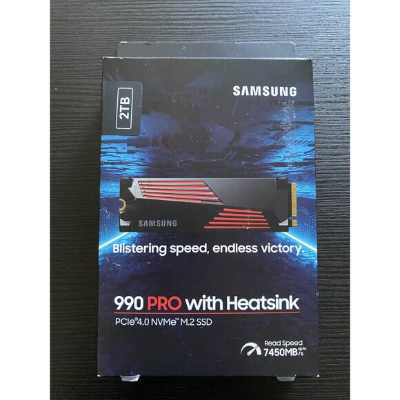 Samsung 990 PRO 2TB NVMe PCIe 4.0 x4 M.2 Internal SSD w/ Heatsink (MZ-V9P2T0CW) - Picture 1 of 4